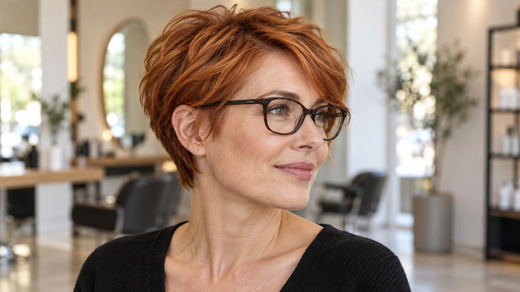 Short Haircut Ideas With Glasses: Fringe, Temples and Balance